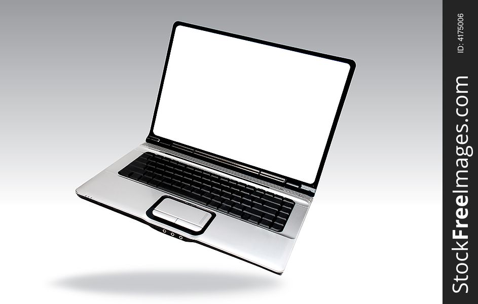 Blank laptop computer image on the white background