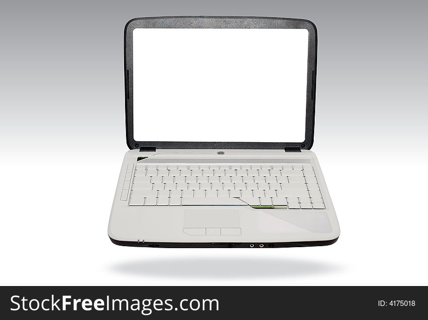 Blank laptop computer on the white background