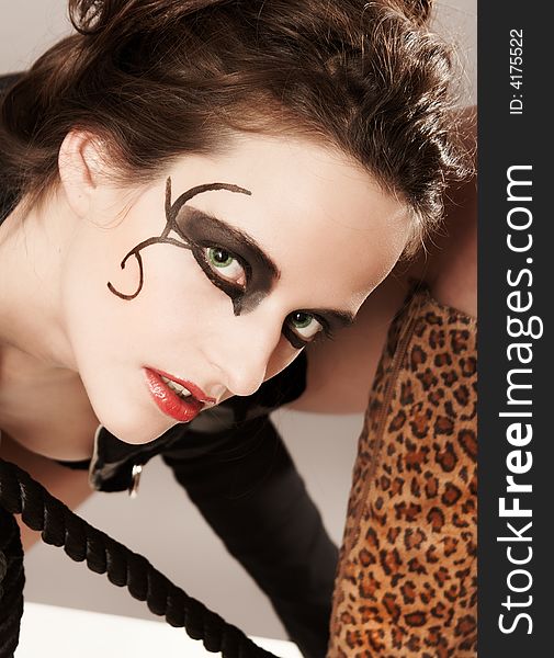 A sexual woman with a bright make-up. Stylization: the woman-vamp.Foto N-2. A sexual woman with a bright make-up. Stylization: the woman-vamp.Foto N-2