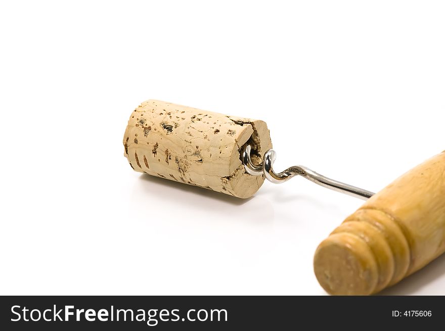 Close up on cork and corkscrew