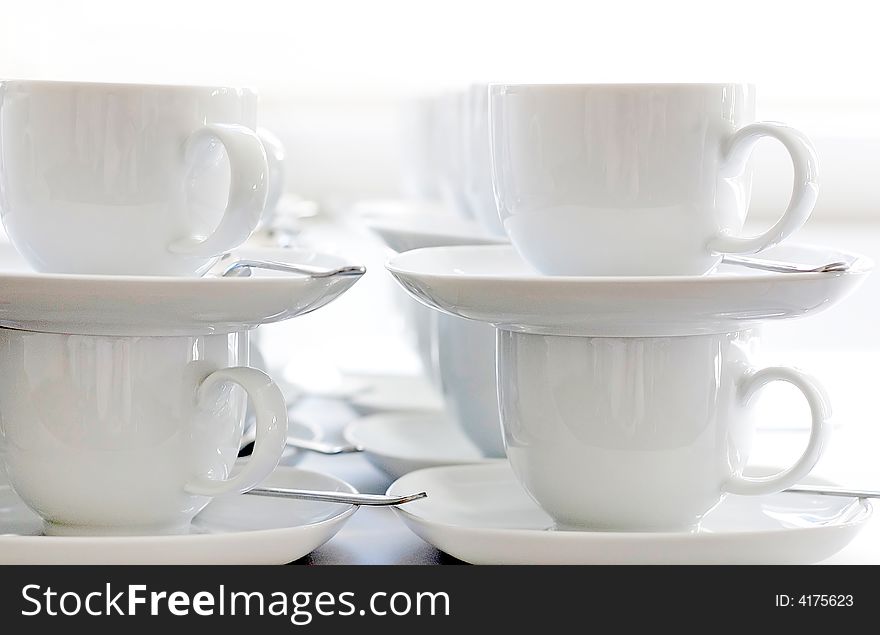 Empty coffee cups on the table