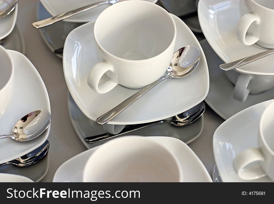 Empty coffee cups on the table
