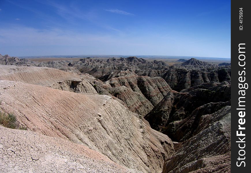 The Badlands, South Dakota - photo from an overlook. The Badlands, South Dakota - photo from an overlook