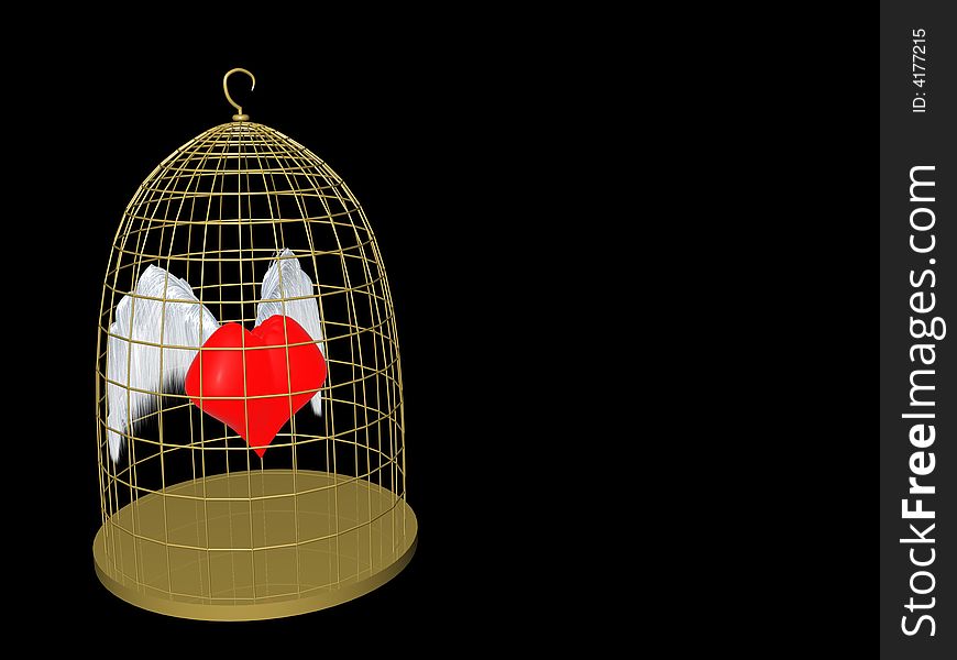 Heart in cage red wings