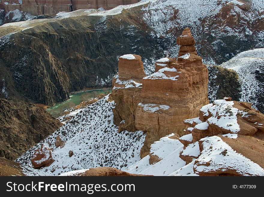 Charyn canyon in Kazakhstan, Winter