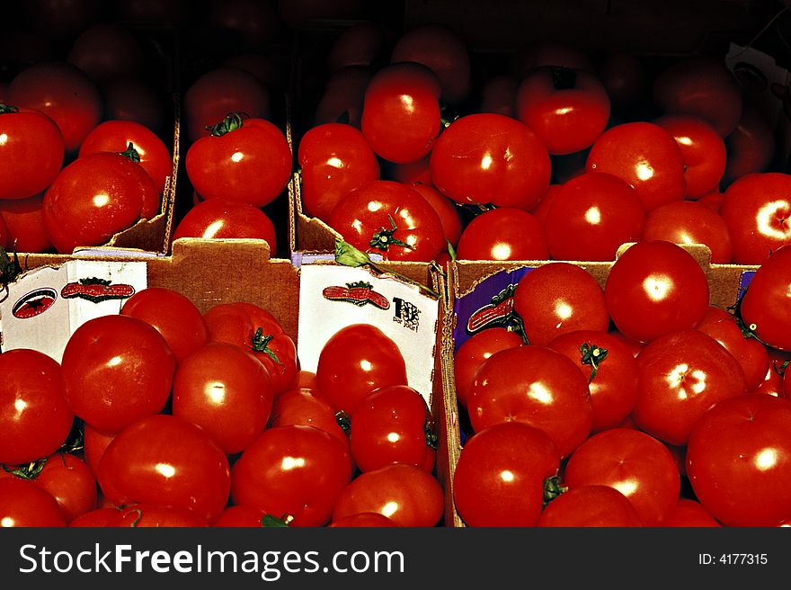 Red tomatoes in the french market