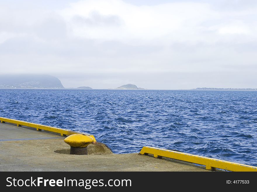 Mooring at Atlantic ocean, wind weather, Norway