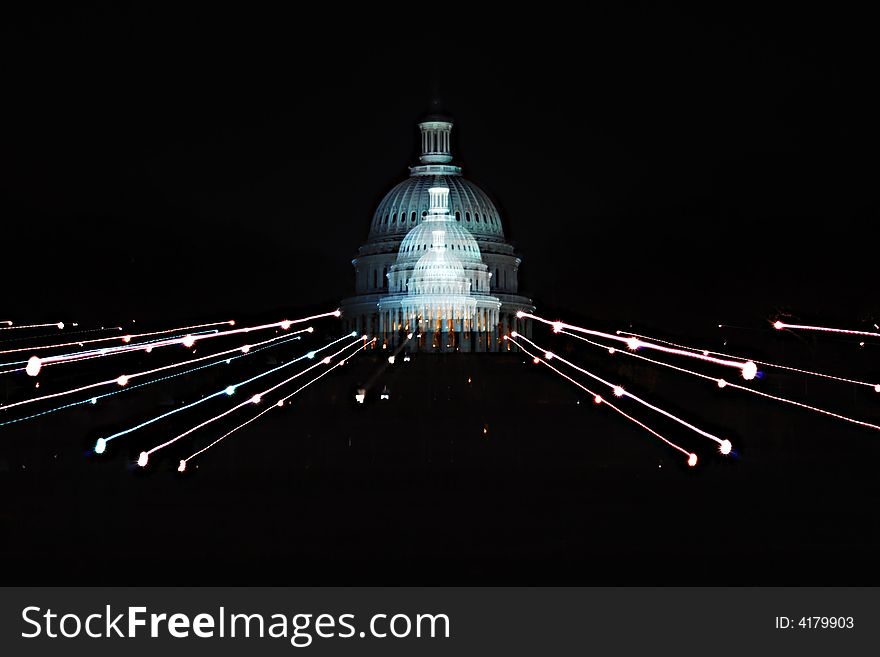 America's Capital Building in Washington D.C. zoomed in during exposure. America's Capital Building in Washington D.C. zoomed in during exposure.