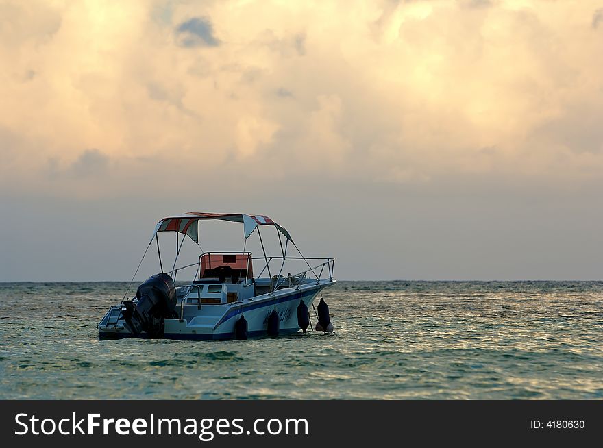 Boat on Seychelles islands at the Indian ocean. Boat on Seychelles islands at the Indian ocean