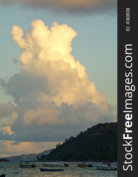 Boat on Seychelles islands at the Indian ocean. Boat on Seychelles islands at the Indian ocean