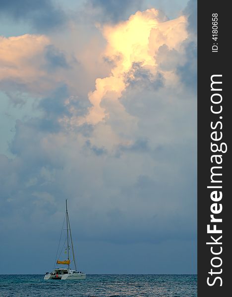 Boat on Seychelles islands at the Indian ocean. Boat on Seychelles islands at the Indian ocean