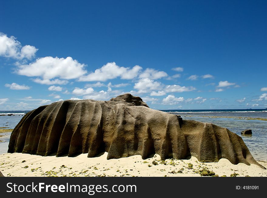 Stones and rocks on island on a background of ocean