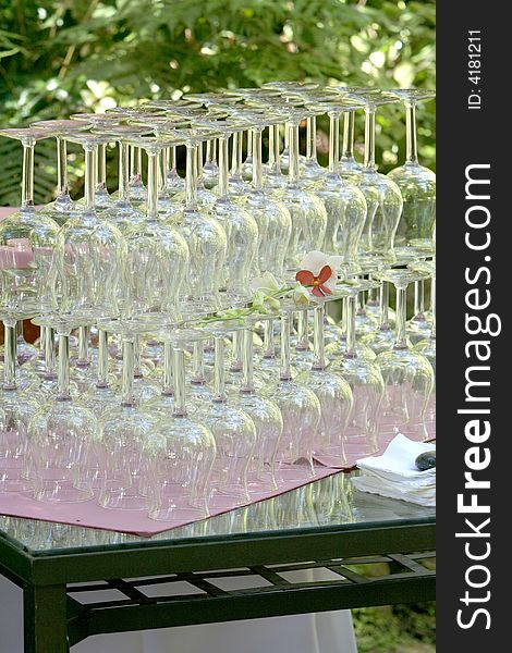 Wine Glasses at a wedding Reception