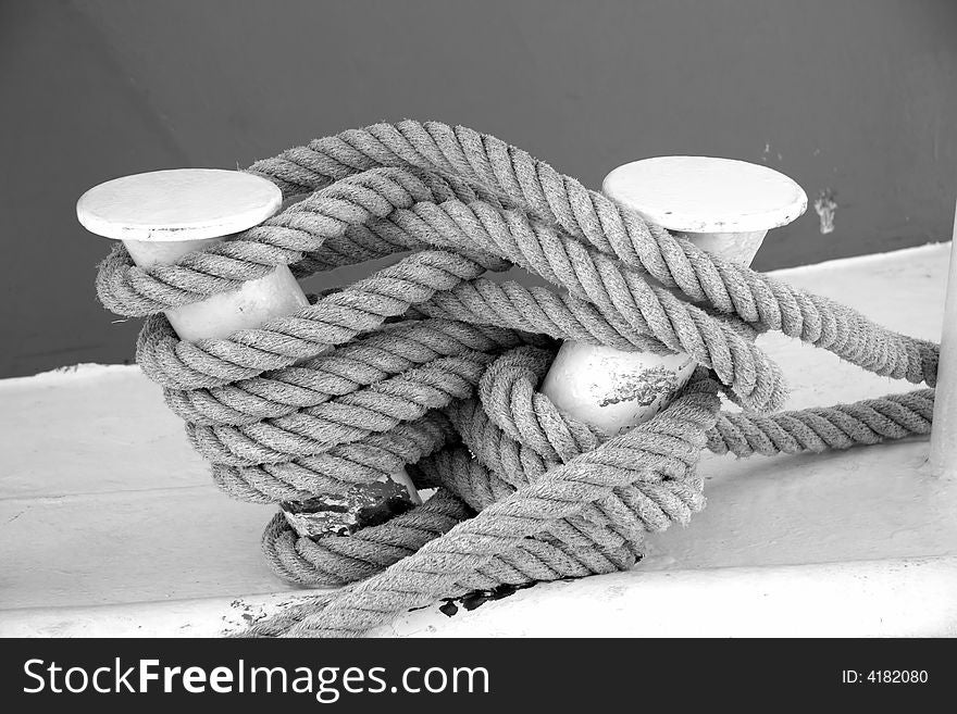 Tied up rope on boat