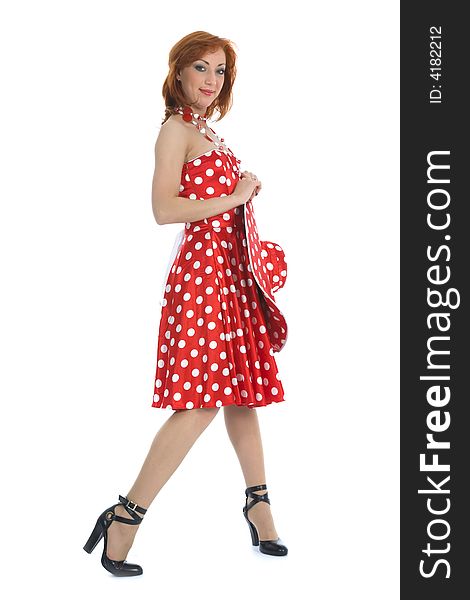 Portrait Redheaded With Spotted Dress