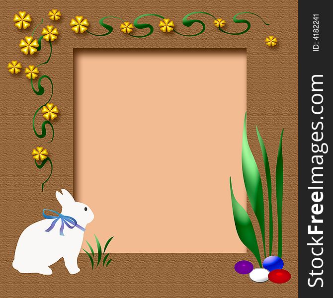 Easter scrapbook frame with bunny and eggs