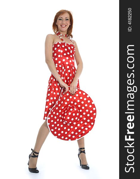 Portrait Redheaded With Spotted Dress