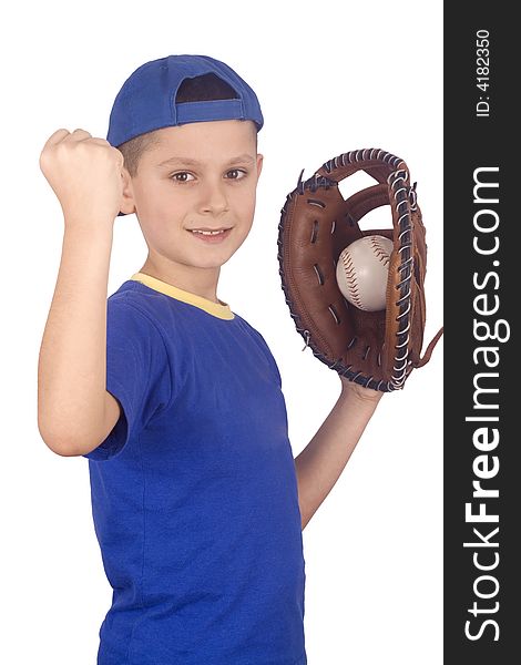 Young Boy Holding Ball And Mitt