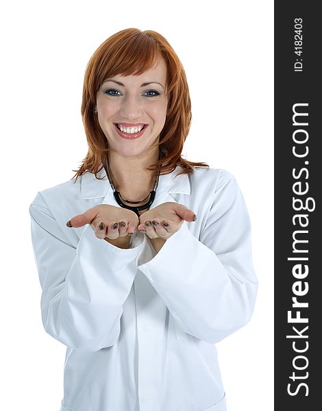 Young doctor with stethoscope on isolated background