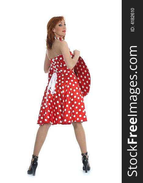 Portrait Redheaded With Spotted Dress