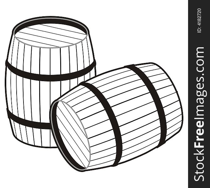 Art illustration of barrels in black and white