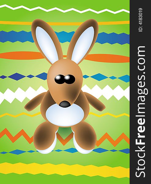 Easter bunny sitting on green background