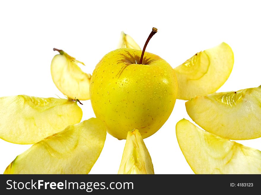 Cut freshness yellow apple.  isolated object