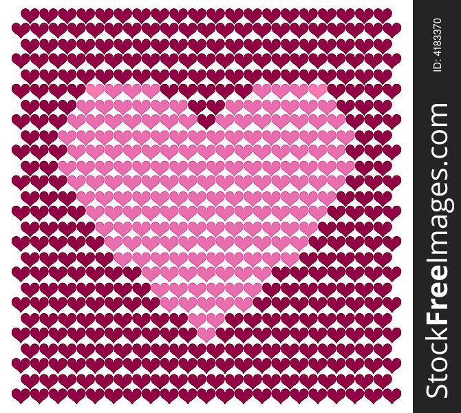 Vector illustration with a lot of hearts