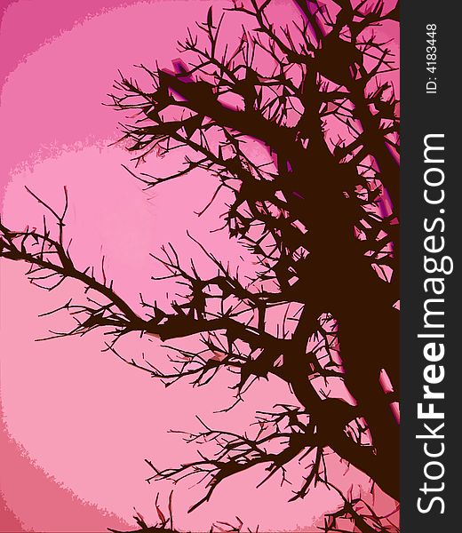 Illustration of a tree in the moonlight. Illustration of a tree in the moonlight