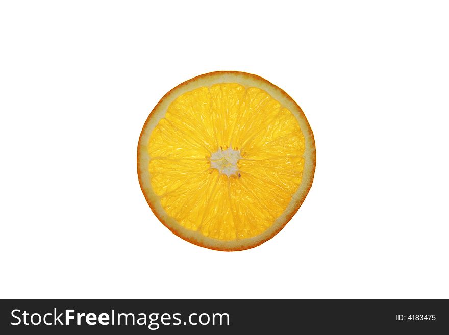 Sliced fresh orange on white background