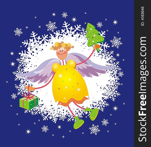 Computer generated christmas card with angel