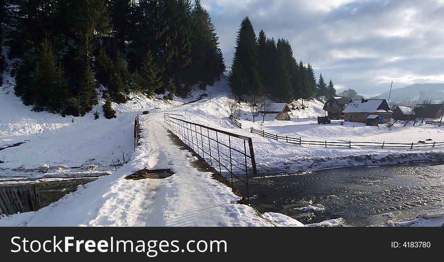 Winter in Carpathian Mountains, panorama