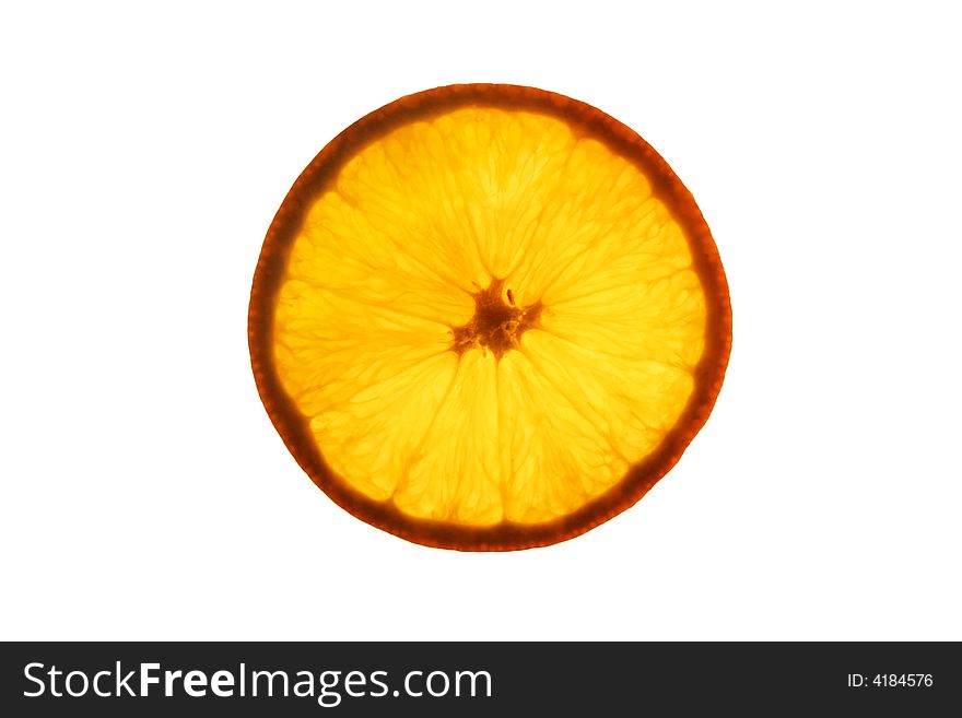 Sliced fresh orange on white background