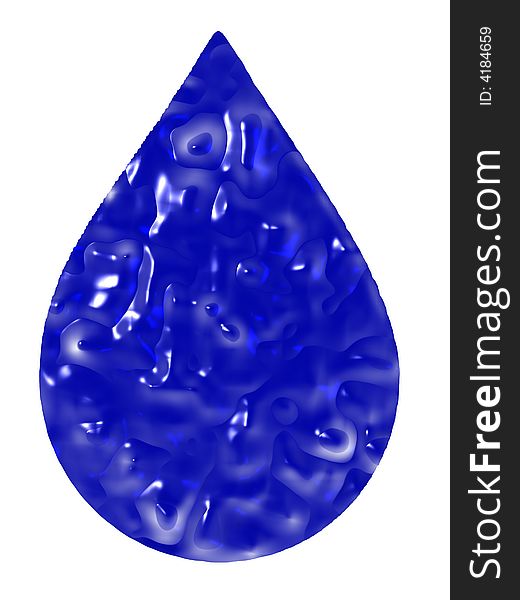 An illustration of a liquid drop distorting a blue background