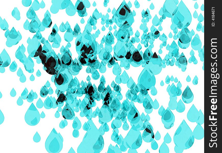 An illustration of blue water drops isolated on white.