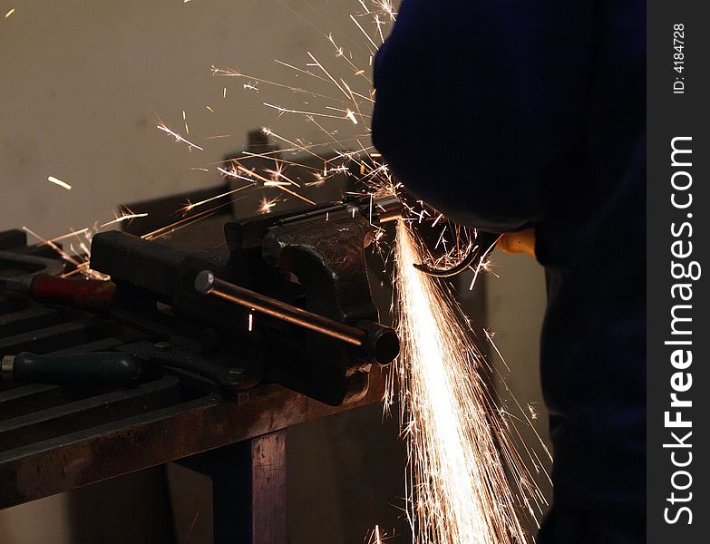 Sparks coming from a anglegrinder