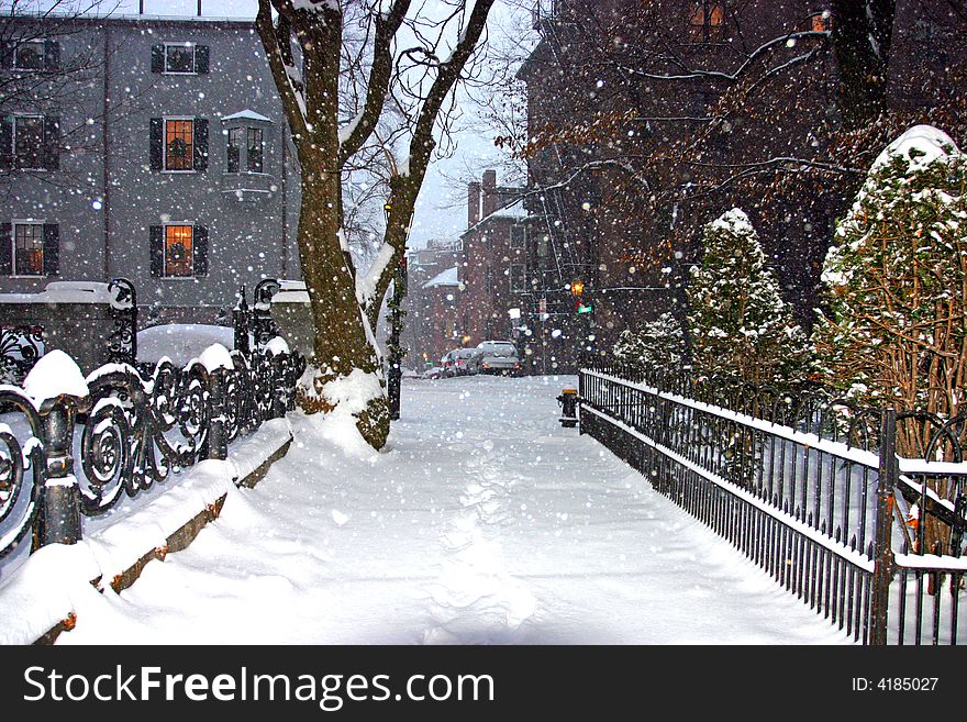 Stock image of a snowing winter at Boston, Massachusetts, USA. Stock image of a snowing winter at Boston, Massachusetts, USA