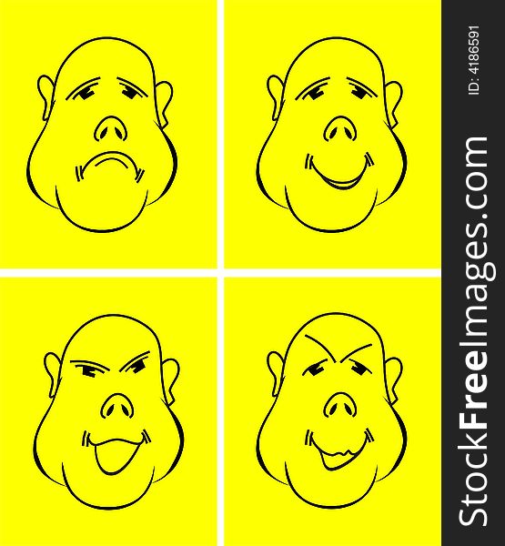 The vector image of a facial expression on a yellow background