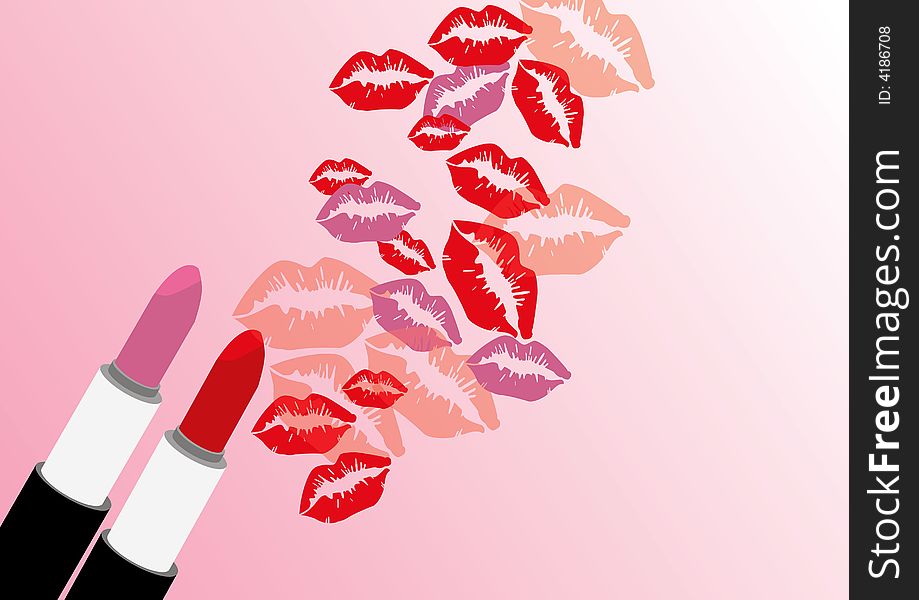 Two lipsticks and kiss prints. Two lipsticks and kiss prints.