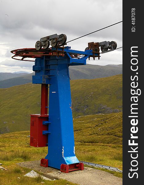 Close up of a ski lift pulley