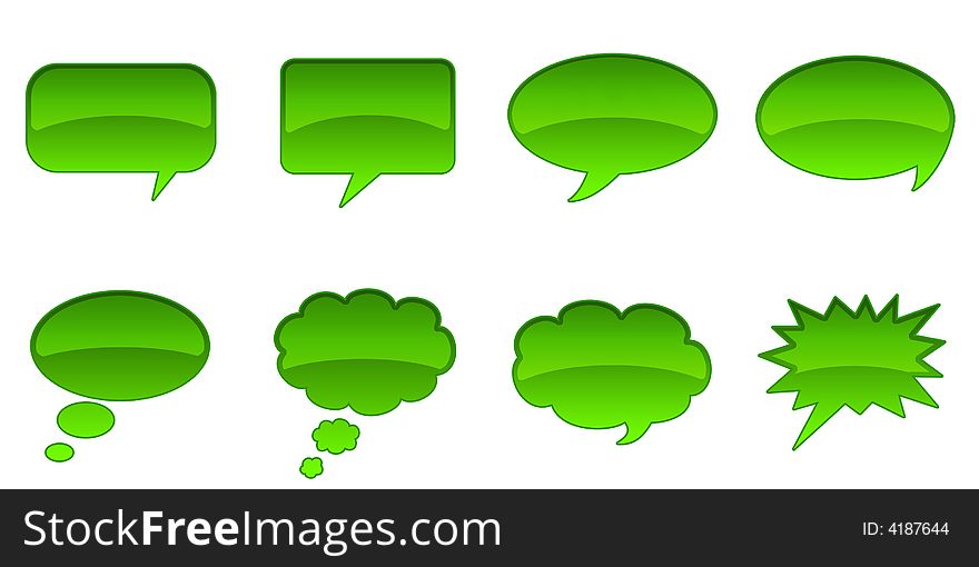 Set Glossy Colourful Speech Bubble Icons, Comic Symbols. Set Glossy Colourful Speech Bubble Icons, Comic Symbols