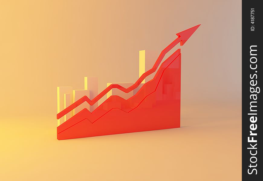 Simply bright 3D diagram of financial growth. Simply bright 3D diagram of financial growth