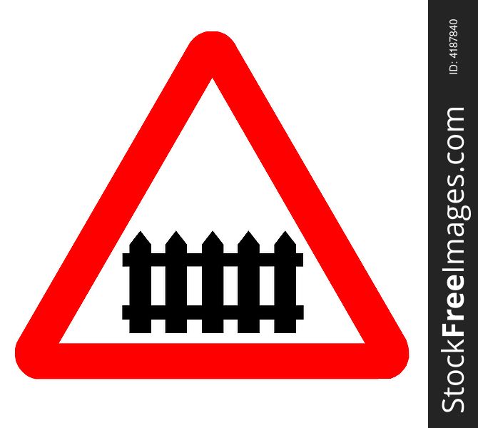 Traffic Sign - Red Triangle With Black Fence On White