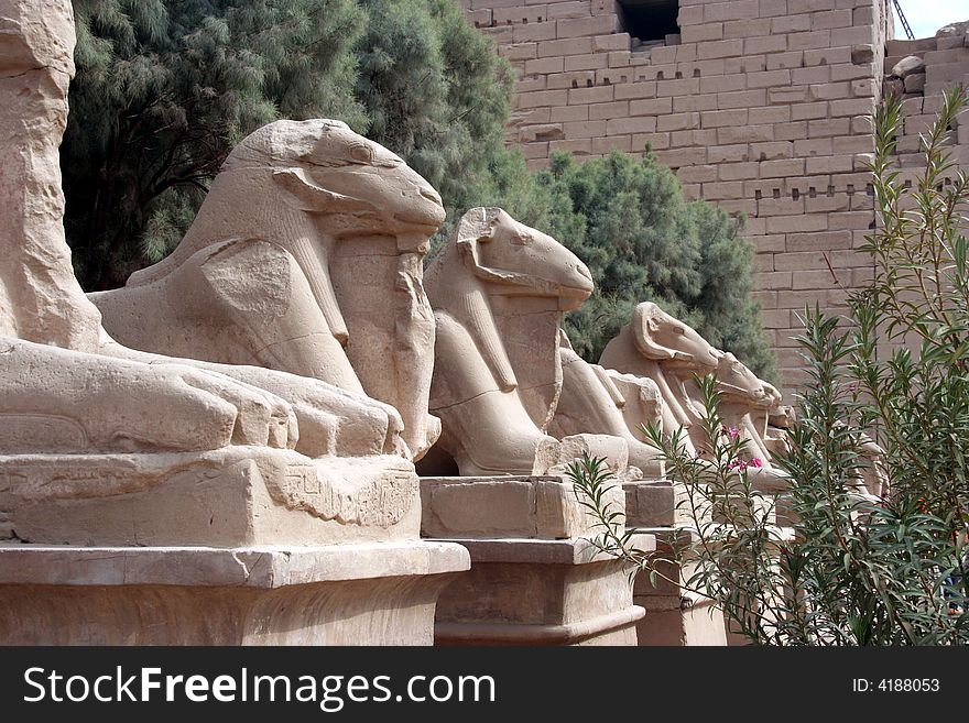 Avenue of the Sphinx at Karnak temple, Luxor, Egypt.