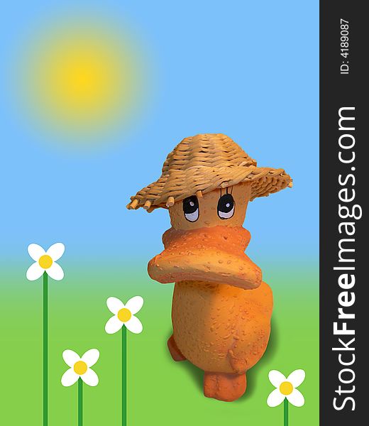 This is the image of ceramic toy with spring background. This is the image of ceramic toy with spring background