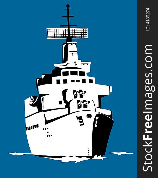 Vector art of a Warship steaming towards you