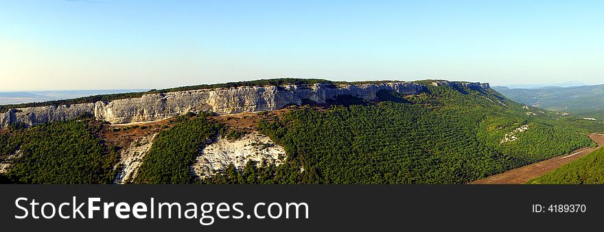 Panoramic Image of the Hill Covered by Green Forest. Panoramic Image of the Hill Covered by Green Forest