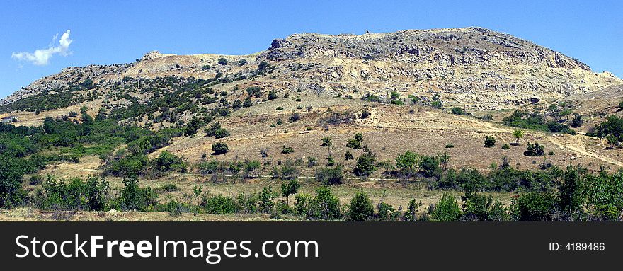 Panoramic Image of the Hill Covered by Green Forest. Panoramic Image of the Hill Covered by Green Forest