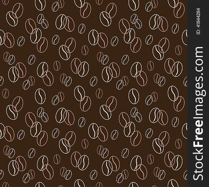 Seamless pattern with coffee beans. Vector illustration. Background.