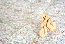 Model Of Bicyclist On Map Stock Photo Model Of Bicyclist On Map Stock Photo